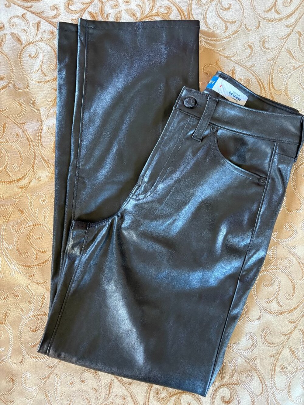 Old Navy Black Faux Leather Pants, Size 2